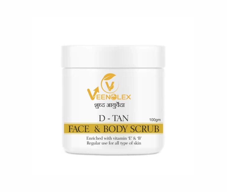 Ayurvedic VeenoLex D Tan Face and Body Scrub with Vitamin E and B for glowing and even skin